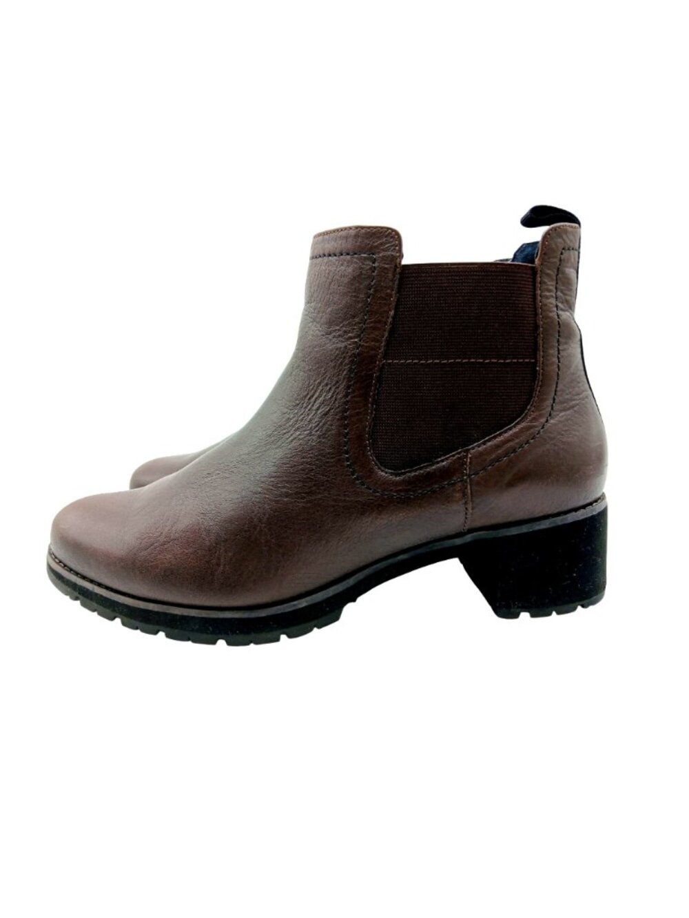Munro Womens Brown Leather Darcy Ankle Boots Size 10 W Wide Side Elastic Heeled - Picture 5 of 14